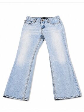 Express Y2K Low Rise Flare Jeans 3/4 Short Light Wash Size S
